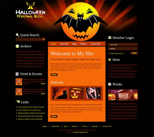 Download a free web template for Halloween