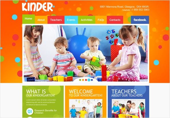 Education website template for kindergartens