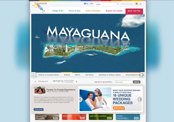 Travel website designs - Bahamas
