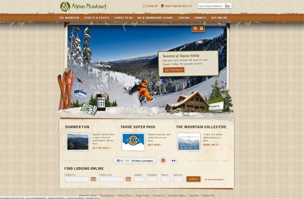 Travel website designs - Alpine Meadows