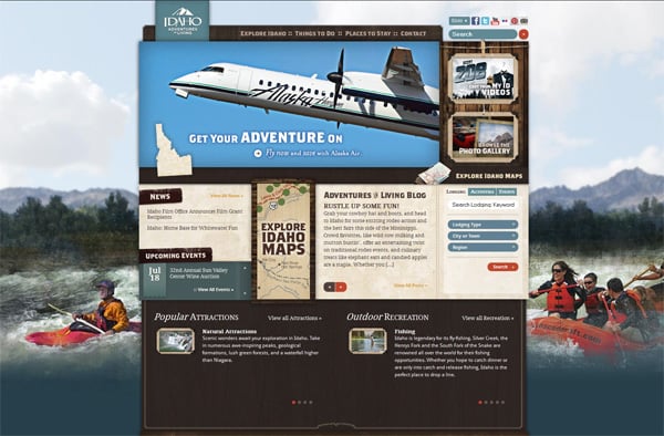 Travel website designs - Idaho Adventures