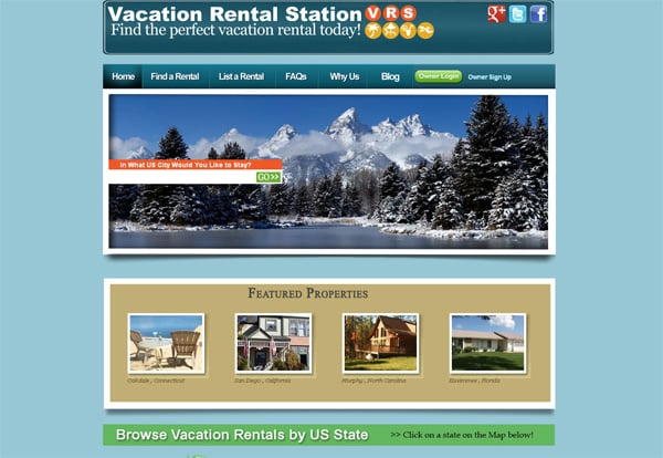 Travel website designs - Vacation Rental Station