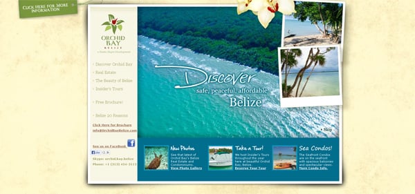 Travel website designs - Orchid Bay Belize