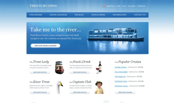 Travel website designs - Trentcruising