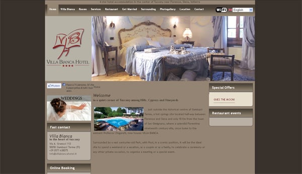 Travel website designs - Villa Bianca Hotel