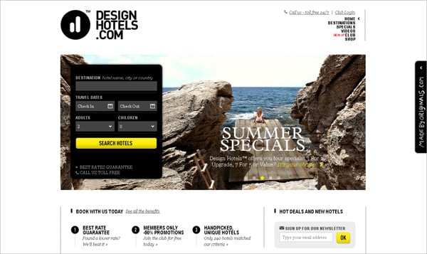 Travel website designs - Design Hotels