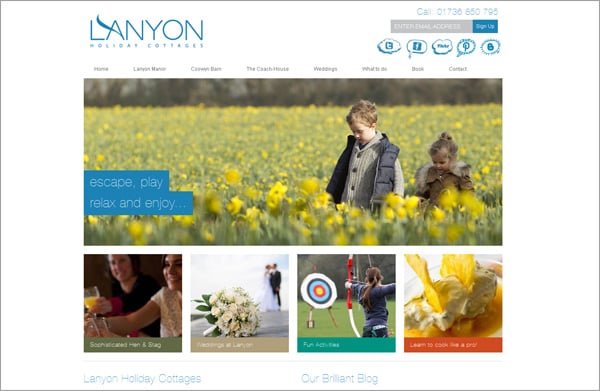 Travel website designs - LANYON Holiday Cottages