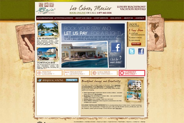 Travel website designs - Baja Vacations