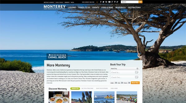 Travel website designs - Monterey