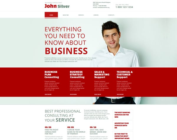 Website Template Red White
