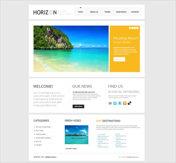 Clean Style Website Design for Travel Agencies