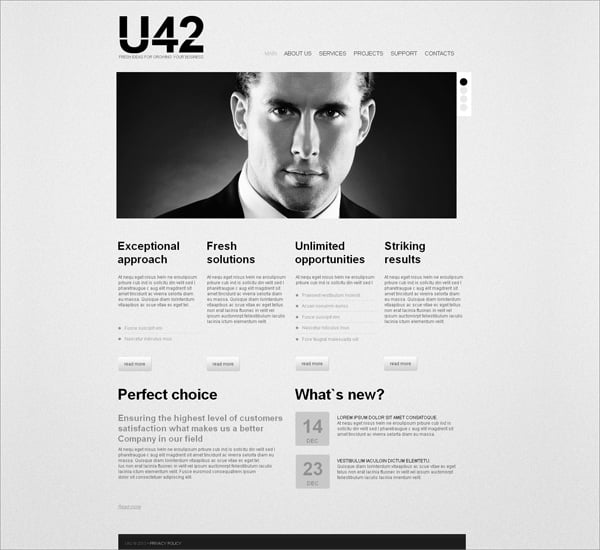 Newspaper Style Business Website Template in Black and White