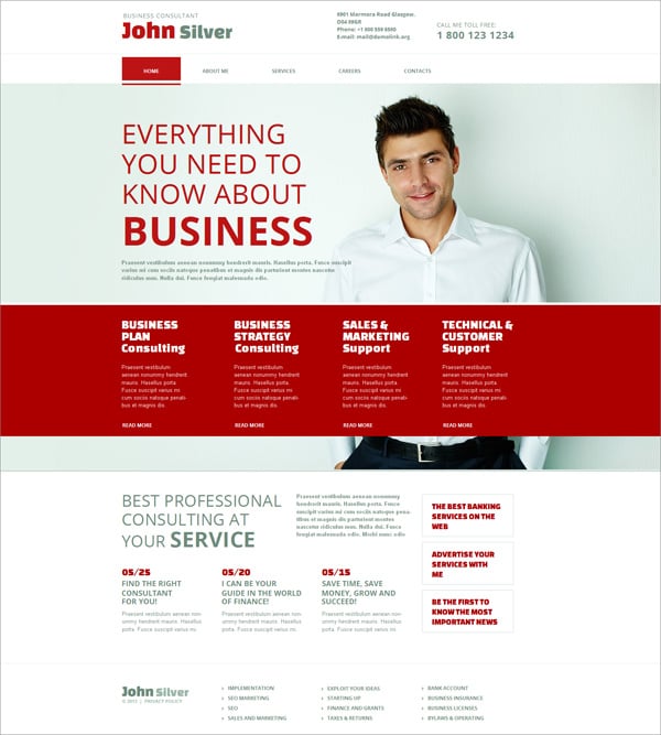 Clean Website Design in Red and White