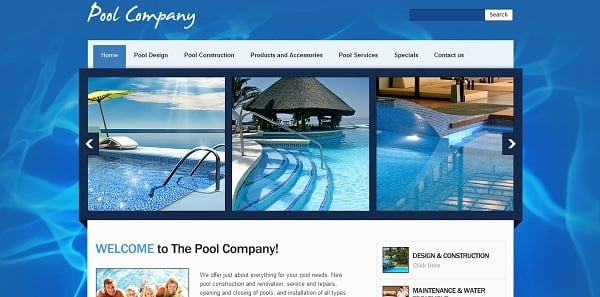 Blue-Colored Template for Pool Company