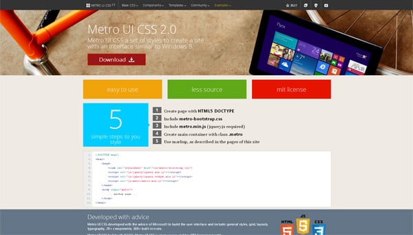 Create Website in Metro Style: Frameworks, Plugins, Templates