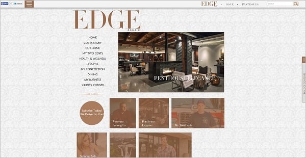 Edge Magazine monochrome website design