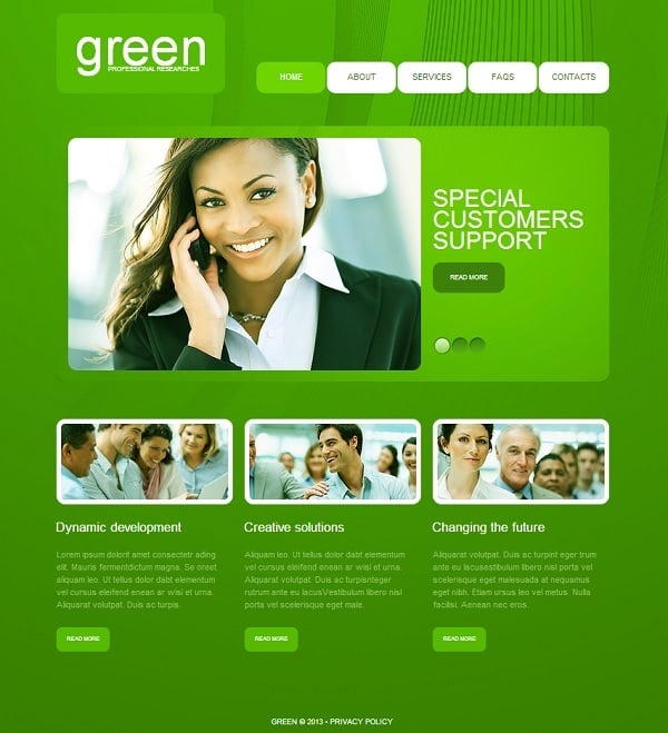 Monochromatic Website Template in Green
