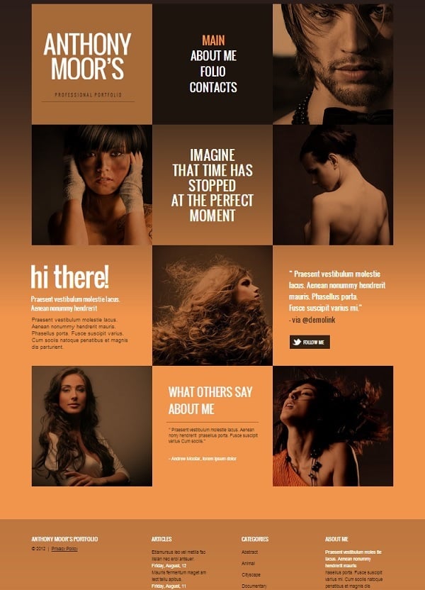 Monochromatic Website Template in Orange