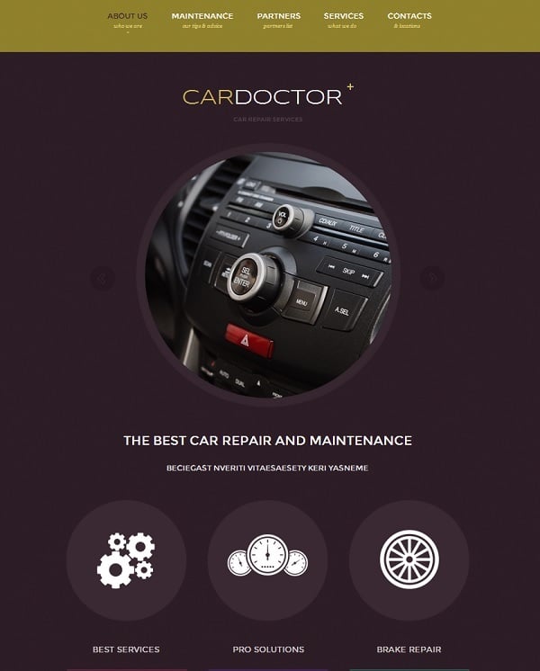 Car Website Template with Circles