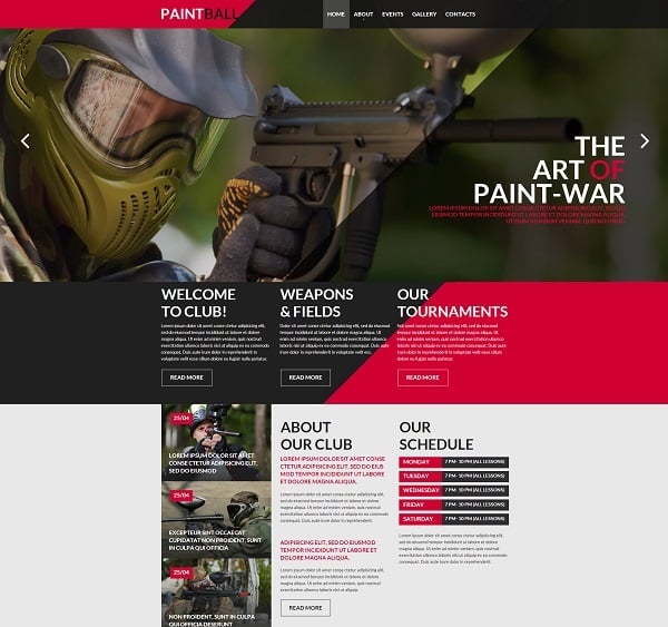 Paintball Flat Website Template