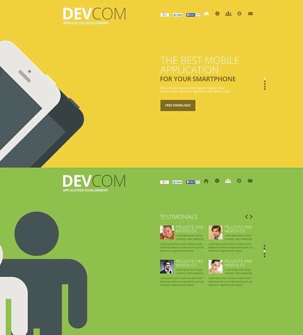 Flat Website Template with Long Shadow Effect