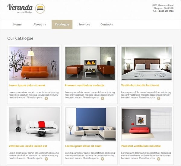 Interior Design Web Template with Catalog