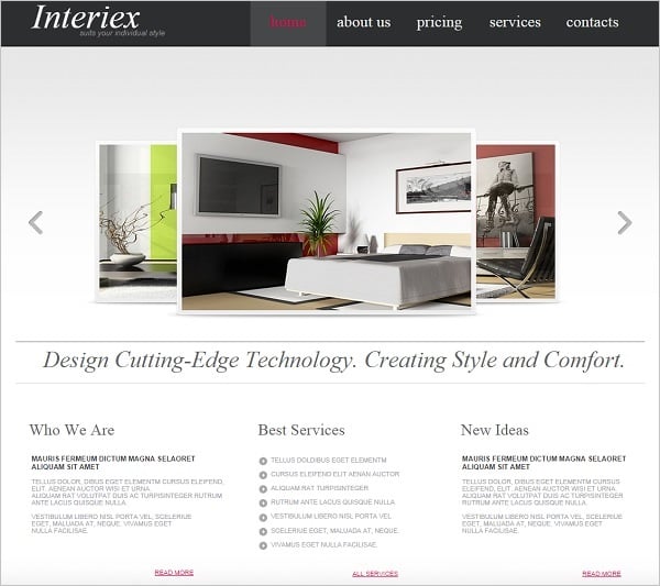 Interior Design Web Template with Slider