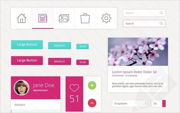 Pink Metro UI Kit