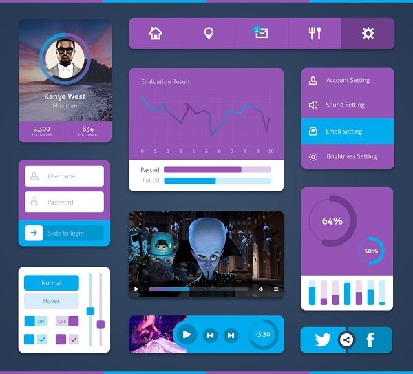 Purple Metro-Style UI Kit