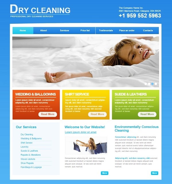 Cleaning Company Website Template in Metro Style