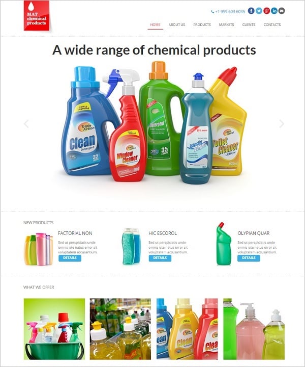 Web Template for Chemical Cleaning Products Company