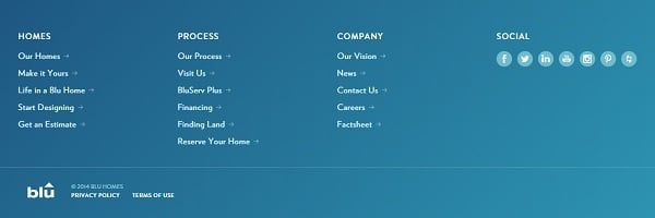 Website Footer - Blu Homes