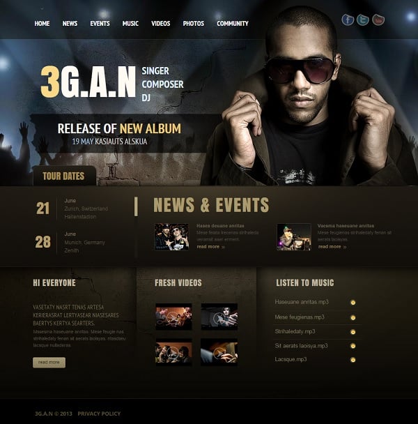 Solo Artist or Music Band Website Template
