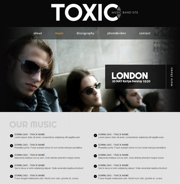 Music Band Web Template with Download Section