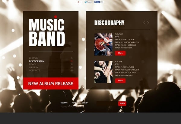 Monochrome Music Band Web Template