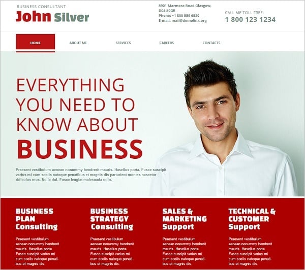 White-Red Web Template for Consulting Firm