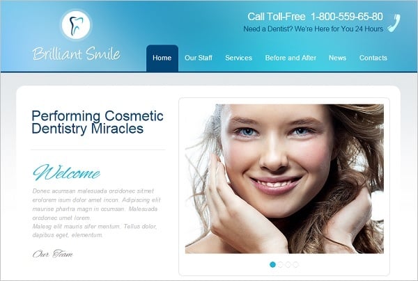 Dental Website Templates - Template with Phone Number