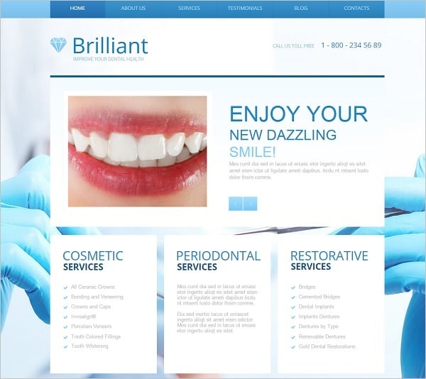 Dental Website Templates - Template in Blue