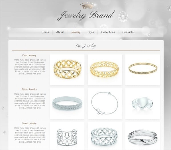 Jewelry Website Design - Web template in Grey tones
