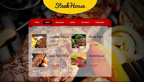 Restaurant Website Design with Menu