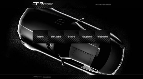 Futuristic Website Templates - Car Repair Website Template in Black