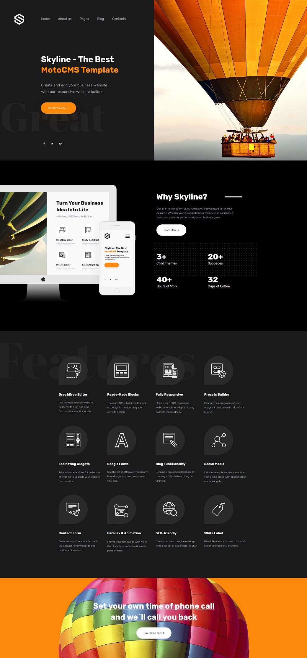 Skyline Business Website from MotoCMS - dark extra home page