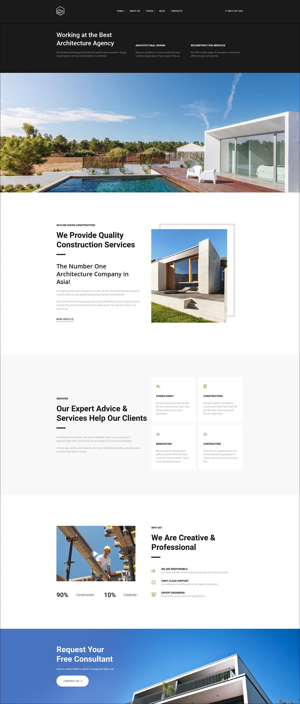 Skyline Business Website from MotoCMS - house construction extra home page