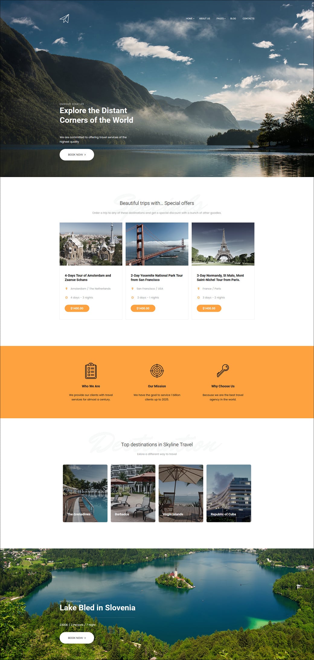 Skyline Business Website from MotoCMS - travel extra home page