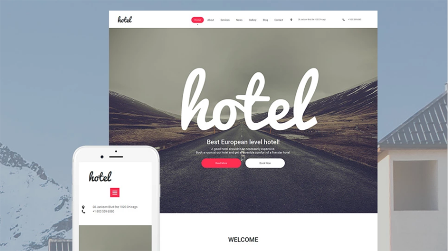 minimalist design for hotel website