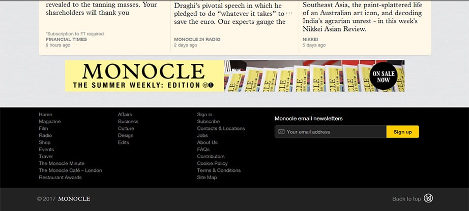 Monocle footer