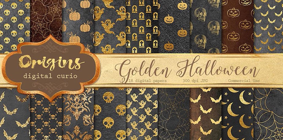 Gold Halloween Digital Paper