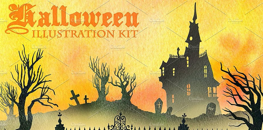 Halloween Websites Illustration Kit