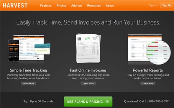 Harvest invoicing app