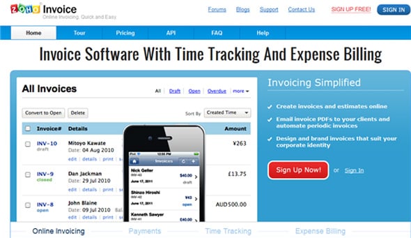 Zoho invoicing app